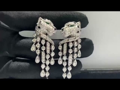 Oro blanco inspirado de Panthere de Cartier Earrings 18k con los diamantes