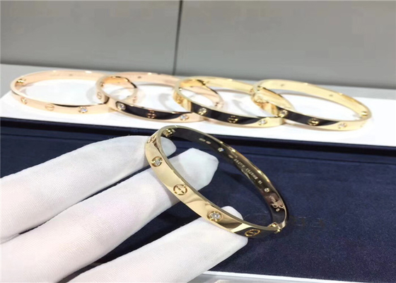 Unisex 18K Gold Cartier Love Bracelet 4 Diamonds Oval Shape B6035917 brand jewelry stores cartier jewelry luxury