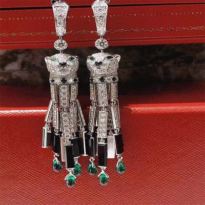 Joyería personalizada Diamante de oro de 18 carats Los pendientes Brand Pantera Los pendientes
