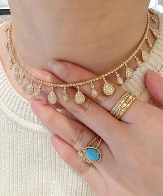 Color de encargo Diamond Necklace de lujo de la joyería DEF del oro 18K de las mujeres