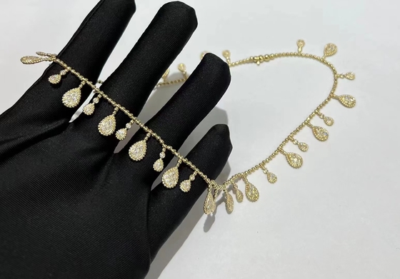 Collar de diamantes de oro de 18K de color amarillo de oro de serpiente de Bohemia