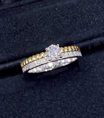 Joyería de lujo Custom 18K Oro Anillo de diamante redondo Piedras de diamante HK Setting