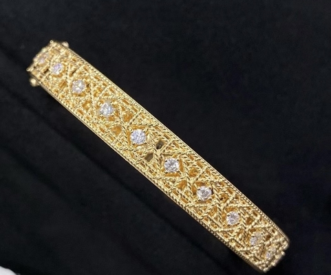 Finish pulido 18K Oro Diamante Brazalete Prong Setting Jewelry proveedor maestro