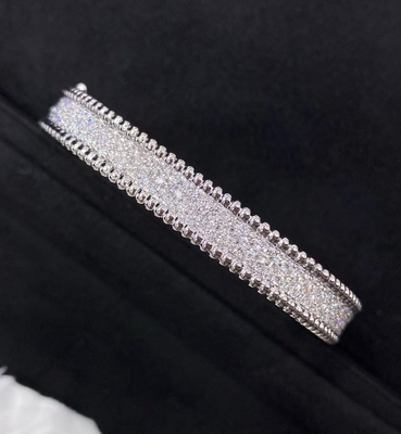 Brazalete de diamantes PerléE, 3 filas, modelo mediano de oro blanco de 18K, joyas de alto diamantes