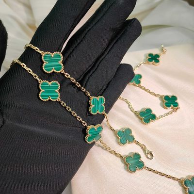 Vintage Joyería personalizada Conjunto de bisel Vintage brazalete Alhambra, 5 motivos de oro amarillo 18K