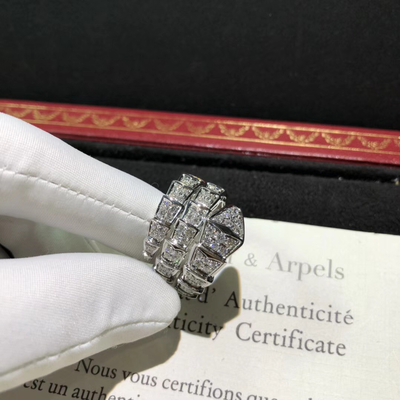 Magnífico anillo de diamantes de oro de 18 caratos, anillo de serpiente personalizado AN855116