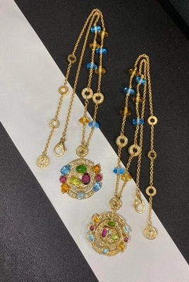 Collar de 18 caratos de oro amarillo geométrico de 16,7 pulgadas