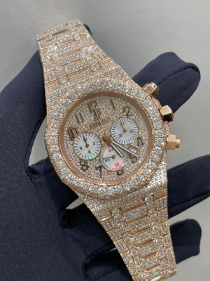Piedra de hielo, diamantes, cuarzo, relojes de acero inoxidable, joyas de hip hop.