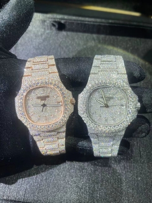 Mecánico VVS Moissanite Hielo fuera Reloj de diamante Suiza Clone Movimiento automático