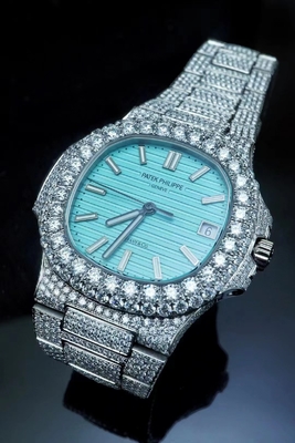 Patek Philippe Reloj de moissanita congelado DEF VVS Reloj de moissanita con taco